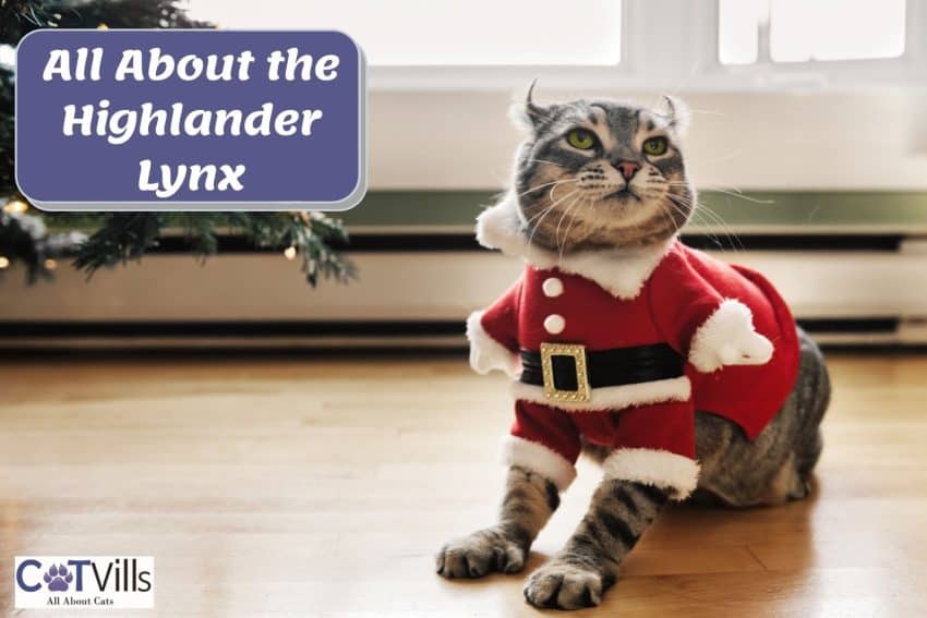 Highland Lynx Cats: Discover the Unique Personality 1 adorable highland lynx wearing a Santa costume